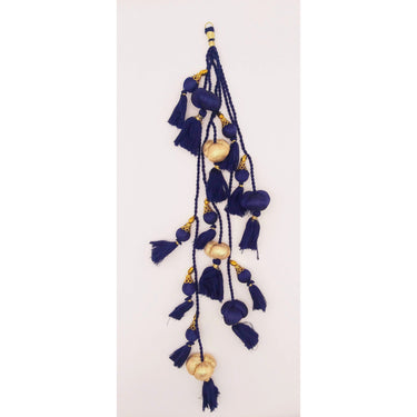 Navy Blue And Gold Fabric Balls Bunch Tassels, Latkan, Embellishments